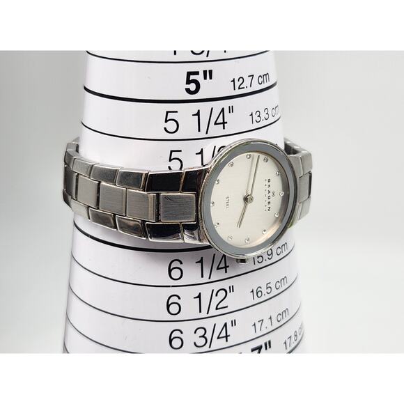 Skagen Womens 430SSXD Quartz Watch Silver Bracelet Band Silver Dial Crystals 6'' - Picture 10 of 11